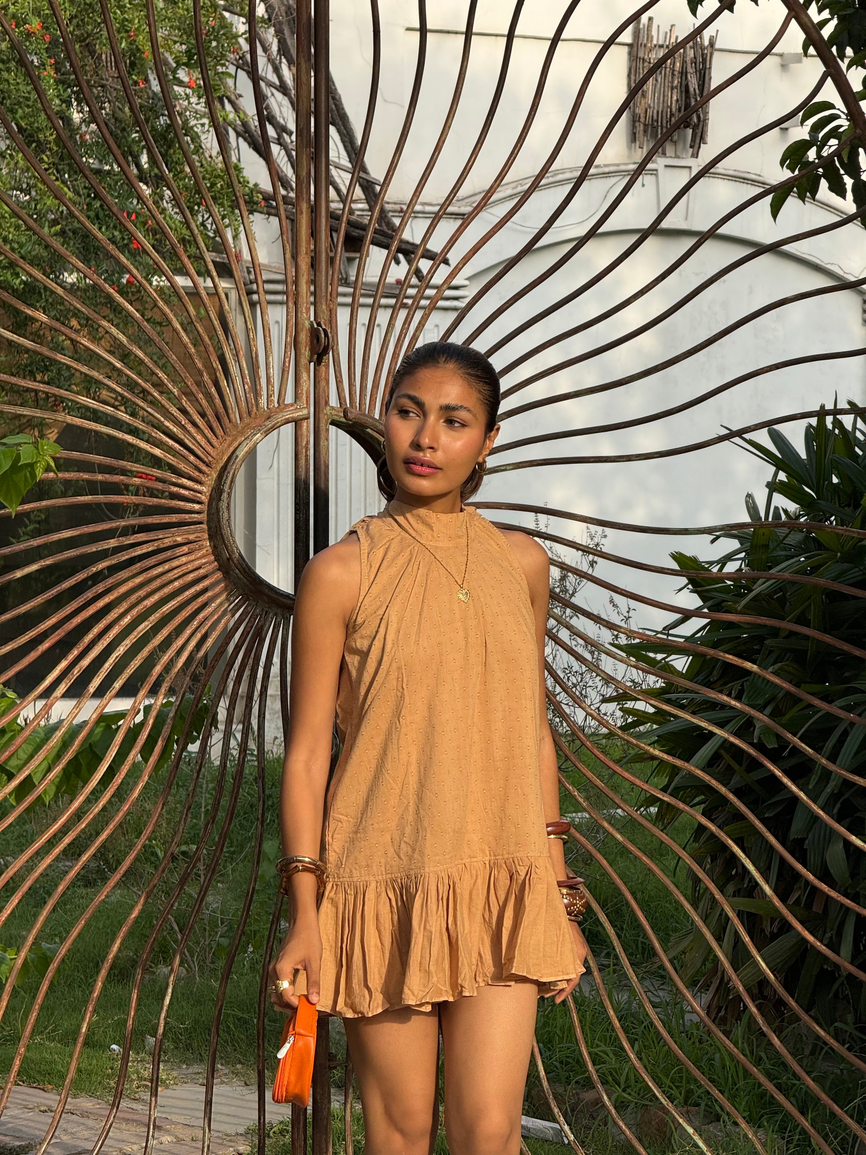Golden Dune Whisper Mini Dress