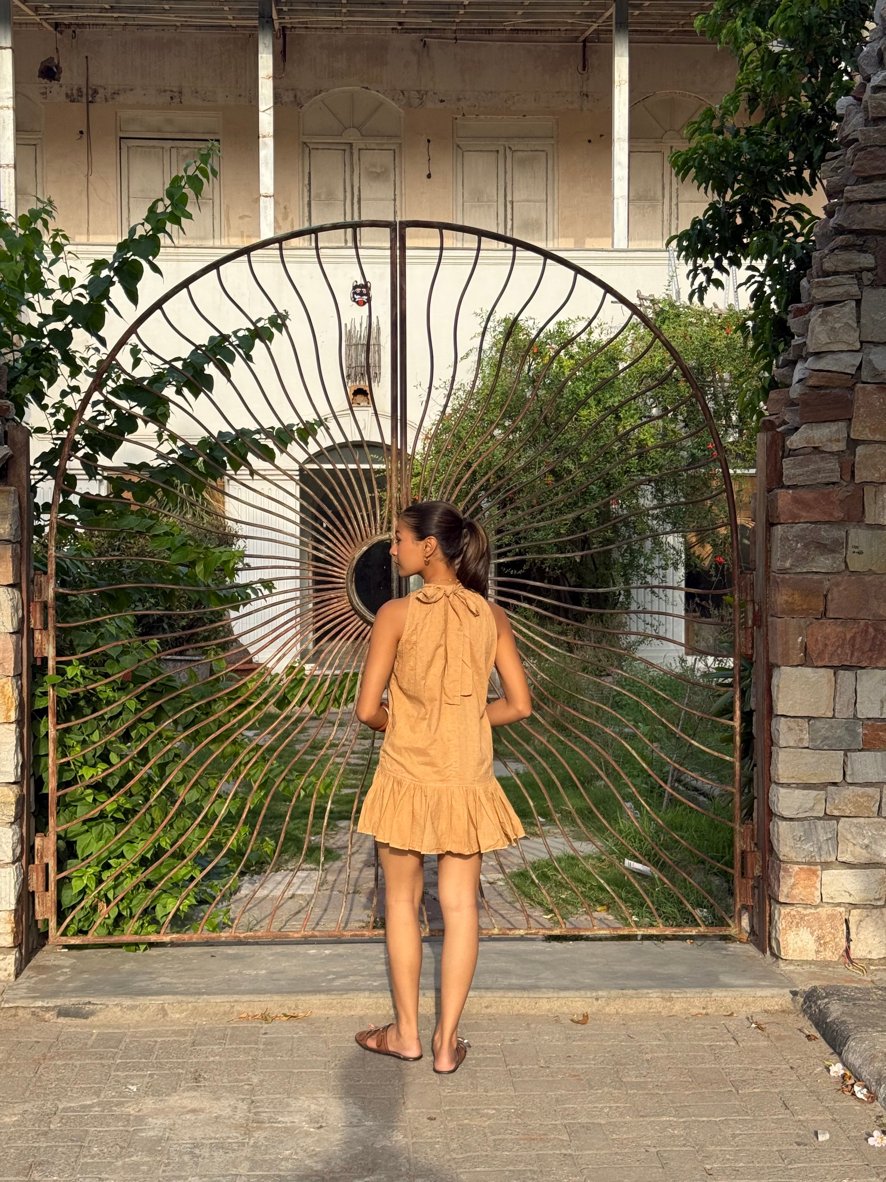 Golden Dune Whisper Mini Dress