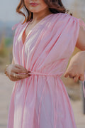 Blush Pink Ruched Waist Short Dress