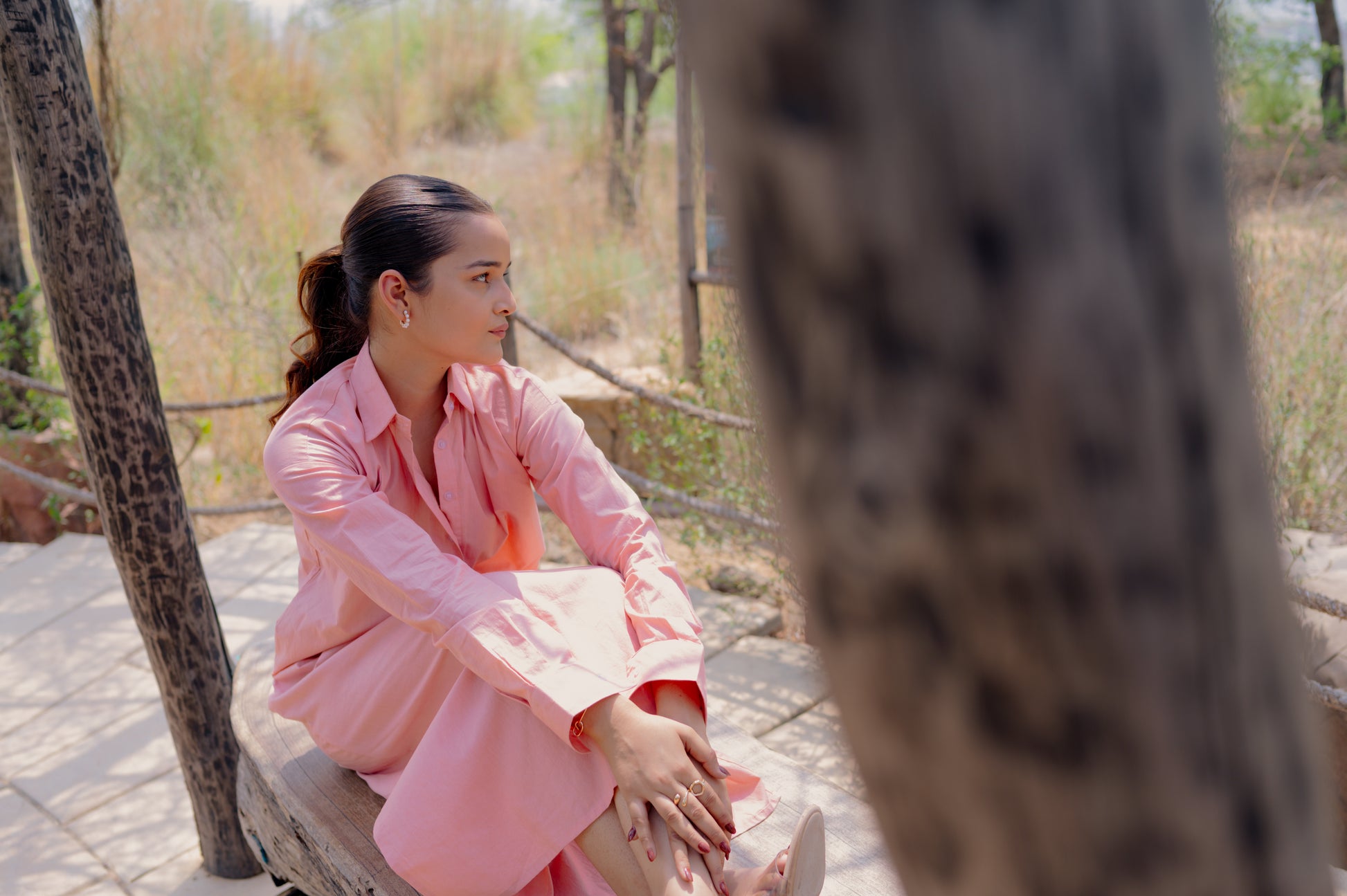 Peach Long Shirt Dress
