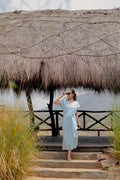 Sky Blue Side-Slit Shirt Dress