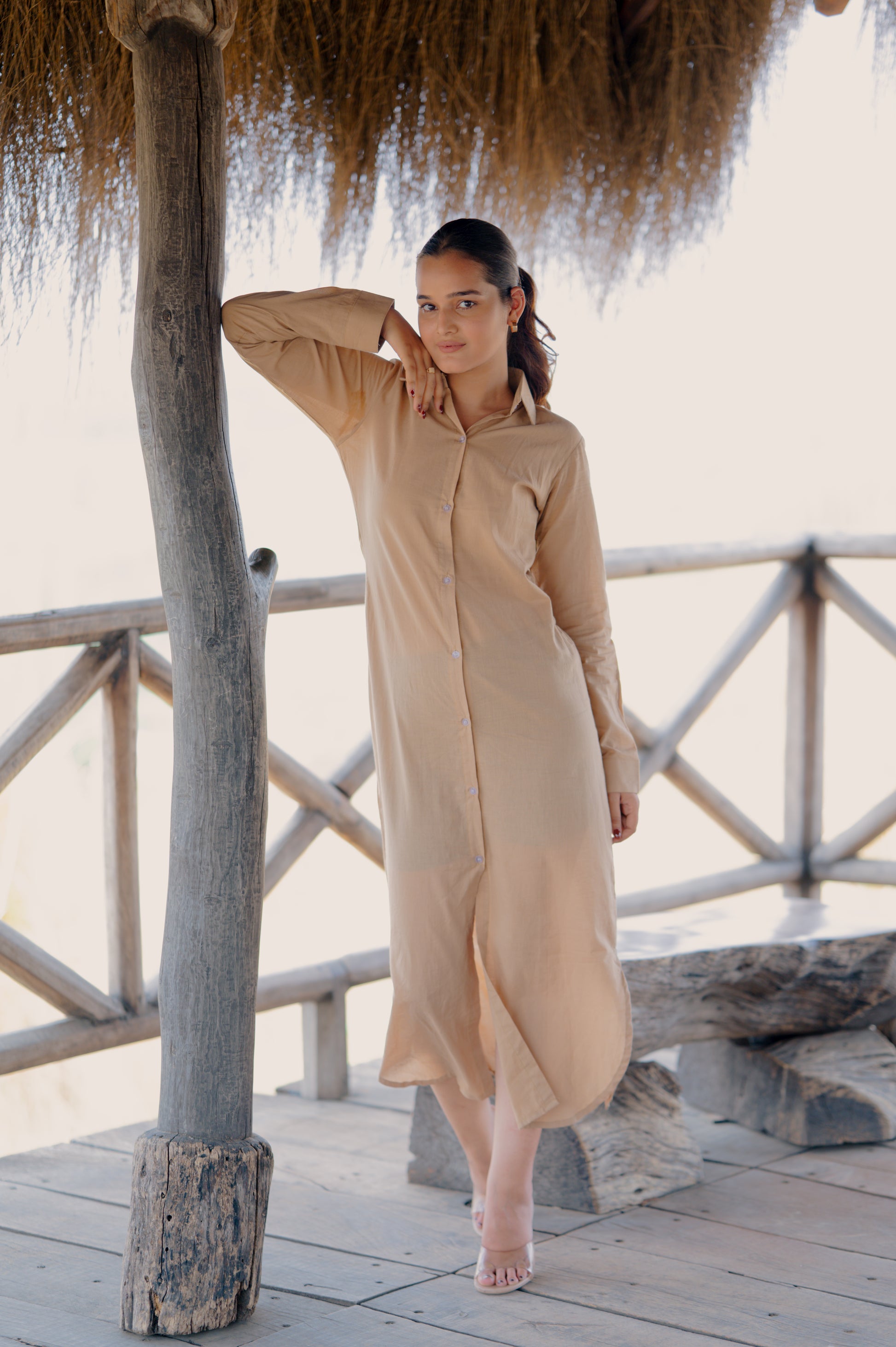 Desert Dusk side slit Shirt Dress