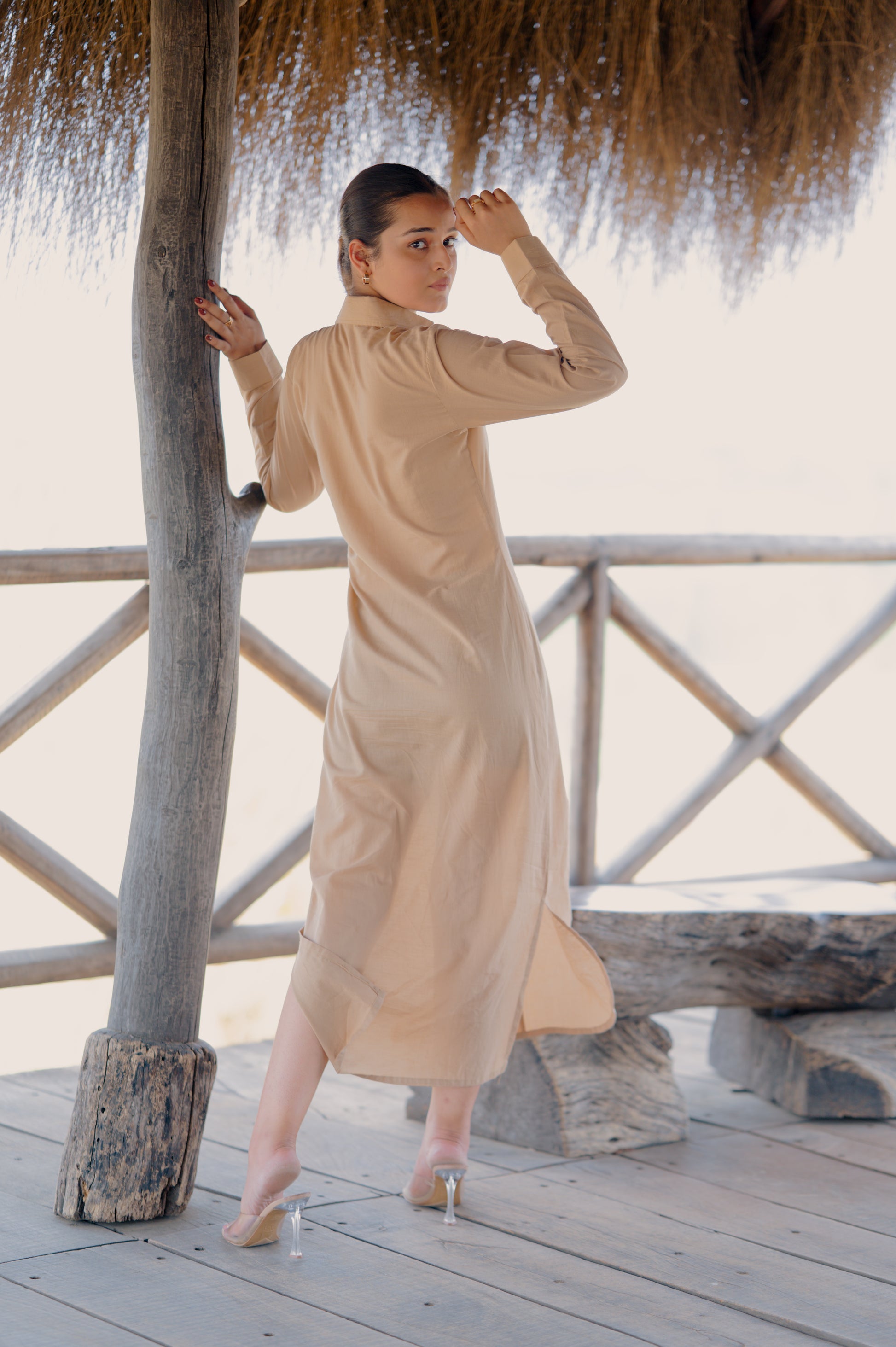 Desert Dusk side slit Shirt Dress
